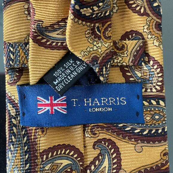 T. Harris London Mens One Size Paisley Pattern Tie - Picture 3 of 6